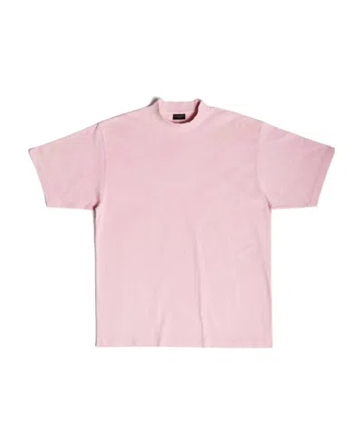 Balenciaga T-shirt Bb Paris Strass Medium Fit In Rosa In Pink