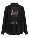Balenciaga Long Sleeve Layered Shirt Japanese Cotton Flannel Shirts Black In Black