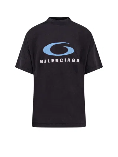 Balenciaga Icon Print Cotton T-shirt In Black