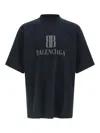 Balenciaga Faded Black Nano Bb Medium Fit T-shirt In Blue