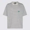Balenciaga White Polo Shirt With Logo Embroidery On The Front And All-over Striped Motif In Cotton M In Black