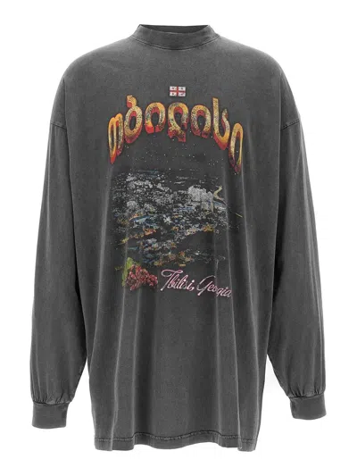 Balenciaga T-shirt In Faded Washed Black
