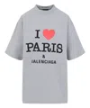 Balenciaga Grey Crewneck T-shirt With Maxi Logo Print On The Front In Cotton Woman In Grey
