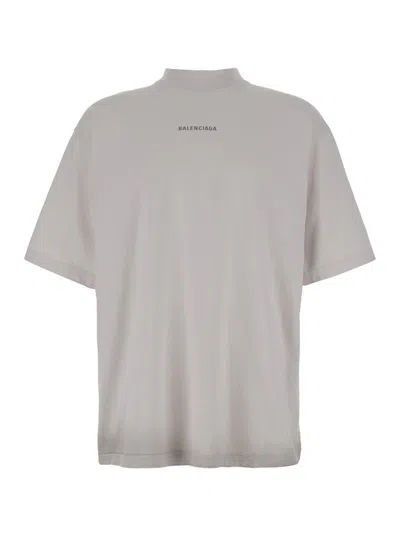 Balenciaga T-shirt Logo Roflettente Mc In Grey