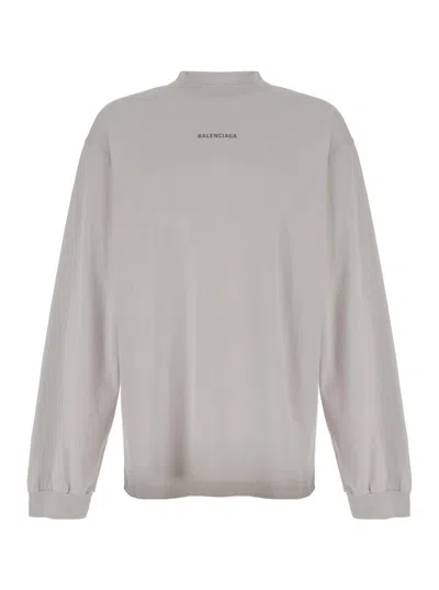 Balenciaga T-shirt Logo Roflettente ml In Grey