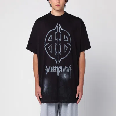 BALENCIAGA BALENCIAGA T-SHIRT METAL BB STENCIL OVERSIZE VINTAGE BLACK