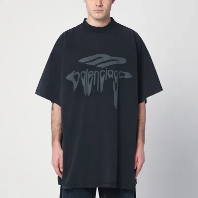 BALENCIAGA T-SHIRT OVER 3B LIQUIFIED BLACK WASHED