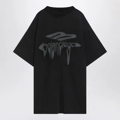 BALENCIAGA BALENCIAGA T-SHIRT OVER 3B LIQUIFIED WASHED