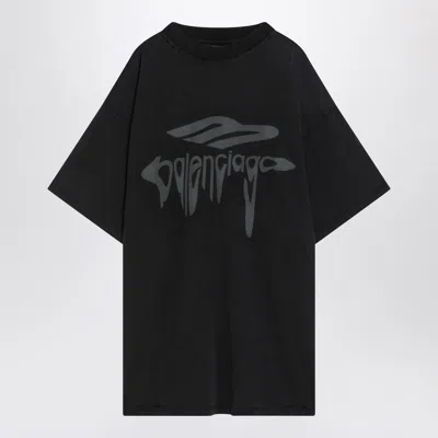 BALENCIAGA BALENCIAGA T-SHIRT OVER 3B LIQUIFIED WASHED