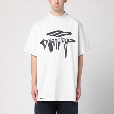 Balenciaga T-shirt Over 3b Liquified White/black Washed