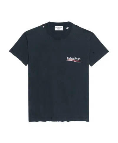 Balenciaga T-shirt Political Campaign Small Fit Da Donna In Nero In Blue