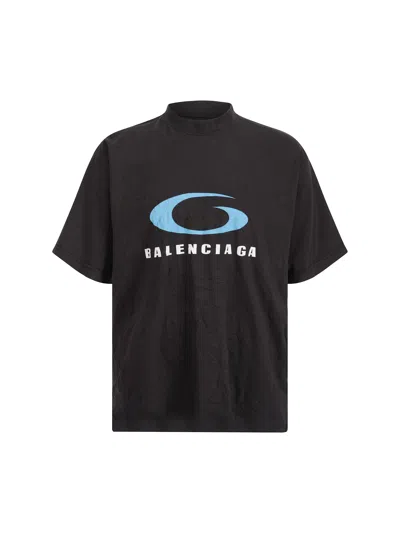 Balenciaga Icon Print Cotton T-shirt In Black