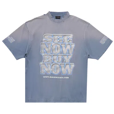 Pre-owned Balenciaga T-shirt 'washed Blue'