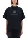 Balenciaga Black Nano Bb Cropped T-shirt In Black