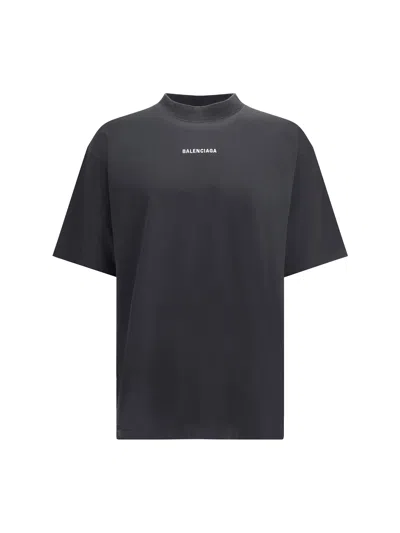 Balenciaga T-shirt With Logo Printed On The Front And Back In Black