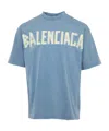 Balenciaga T-shirt With Round Neck And Short Sleeves In Blue