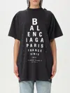 Balenciaga High Neck Black Tee With Contrasting Text In Black