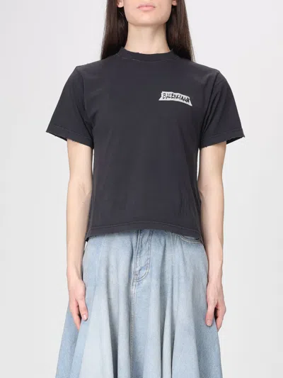 Balenciaga Medium Fit Masking Tape Logo Dry Jersey T-shirt In Black