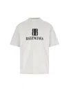 Balenciaga Men White Crewneck T-shirt With Logo Print On The Front In Cotton Man In White