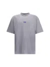 Balenciaga Men Grey Crewneck T-shirt With Logo Embroidery On The Front In Cotton Man In Gray