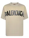 Balenciaga Men Beige Tape Type Medium Fit T-shirt In Yellow