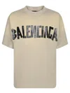 Balenciaga Men Beige Tape Type Medium Fit T-shirt