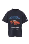 Balenciaga Black Crewneck T-shirt With Maxi Print On Front And Rear In Cotton Man In Black