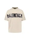 Balenciaga Men Beige Tape Type Medium Fit T-shirt In Neutral