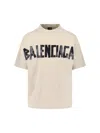 Balenciaga Men Beige Tape Type Medium Fit T-shirt In Neutral