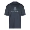 Balenciaga High-collar Black T-shirt With Logo Print In Blue