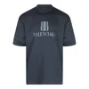 Balenciaga High-collar Black T-shirt With Logo Print In Blue