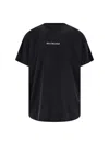 Balenciaga Men Black Crewneck T-shirt With Logo Lettering On The Front And Logo Patch On The Sleeve  In Black