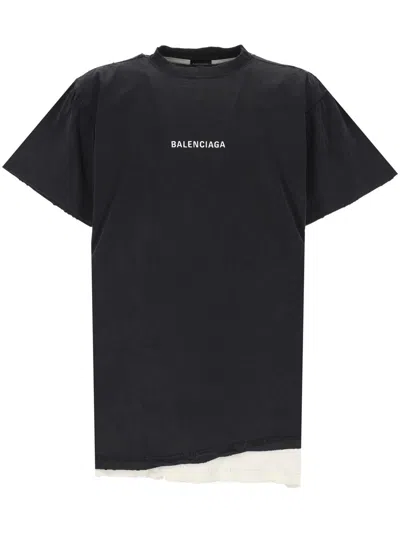 Balenciaga Back Double Black Faded Dry Jersey T-shirt