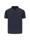Balenciaga Cotton Piquet Polo Shirt With Lion Embroidery In Blue
