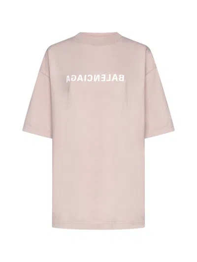 Balenciaga T-shirts And Polos In Light Pink/white