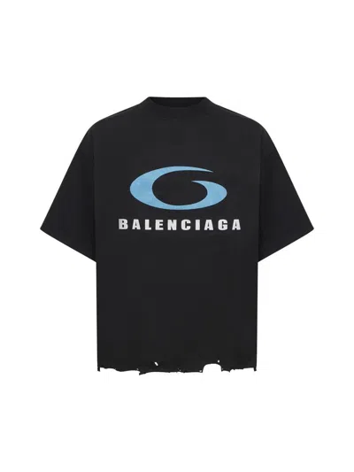 Balenciaga T-shirts And Polos In Washed Black/blue