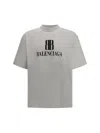 Balenciaga Bb Logo Oversized Distressed T-shirt In Gray