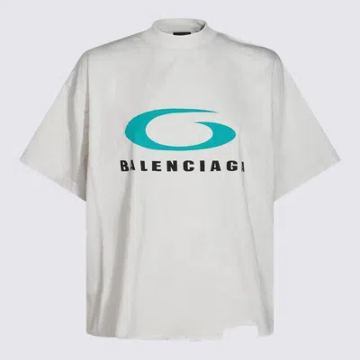 Balenciaga Icon Print Cropped Cotton T-shirt In White