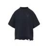 Balenciaga Crew Neck Distressed Hem Graphic Print Top