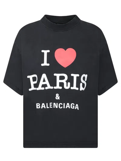 Balenciaga I Love Paris T-shirt In Black