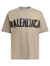 Balenciaga Men Beige Tape Type Medium Fit T-shirt In Neutral