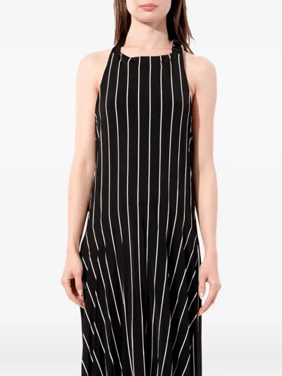 Balenciaga Tablier Pinstripe Dress In Blue