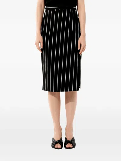 Balenciaga Tablier Pinstriped A-line Skirt In Black