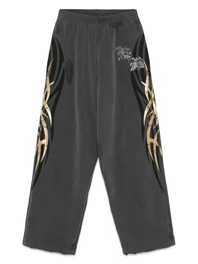 Balenciaga Tacky Gold-print Track Pants In 1048 Grey