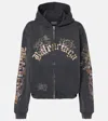 Balenciaga Tacky Tattoo Distressed Cotton Fleece Hoodie In Black