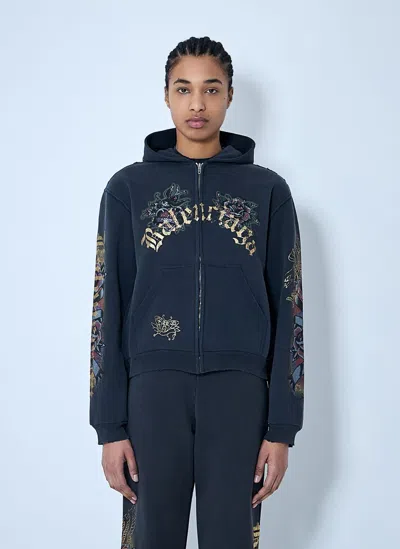 BALENCIAGA TACKY TATTOO ZIP-UP SWEATSHIRT