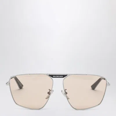 Balenciaga Tag 2.0 Navigator Light Sunglasses In Metallic