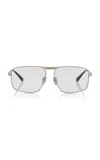 Balenciaga Tag 3.0 Aviator-frame Metal Sunglasses In Metallic