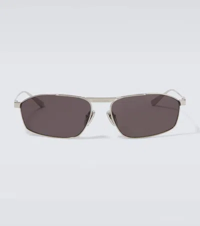 Balenciaga Tag 3.0 Rectangular Sunglasses In Silver