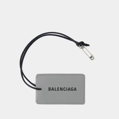 Balenciaga Tag Keychain In Grey